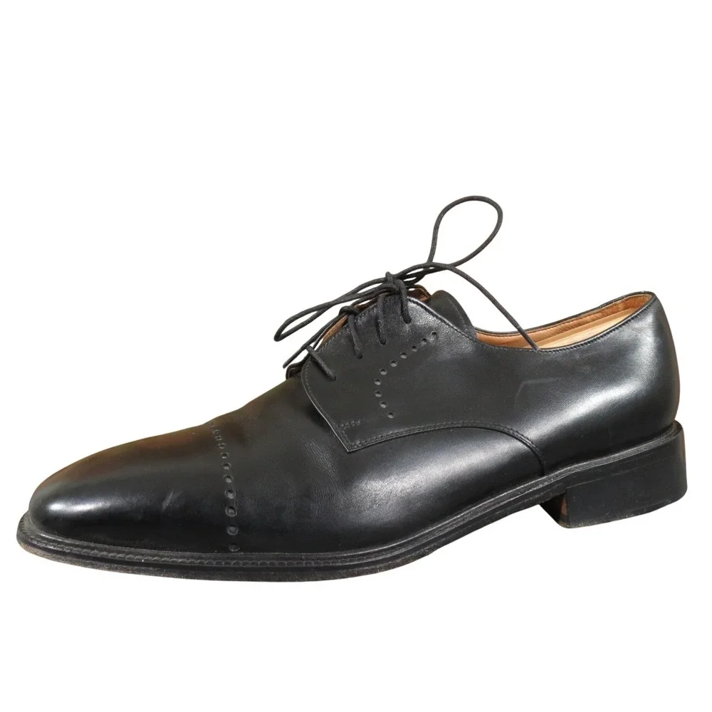 Pronto Uomo Men 11 Black Leather‎ Cap Toe Oxford Dress Shoe Classic Lace-Up